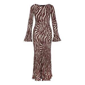 Realisation Par Gia Zebra-Print Maxi Dress in Brown & Cream